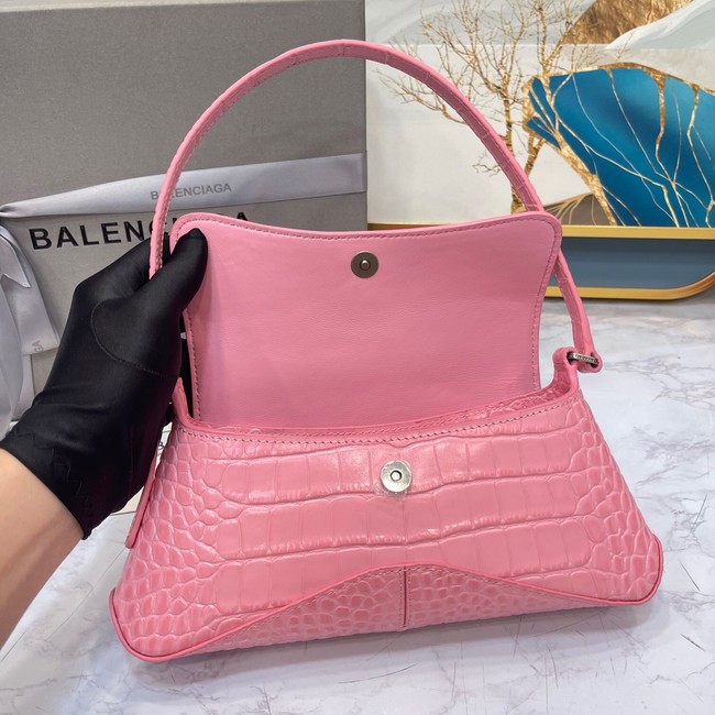 Balenciaga LINDSAY CROCODILE EMBOSSED SMALL SHOULDER BAG WITH STRAP 6009 pink