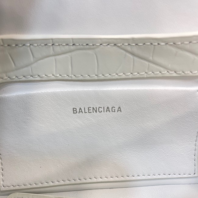 Balenciaga LINDSAY CROCODILE EMBOSSED SMALL SHOULDER BAG WITH STRAP 6009 white