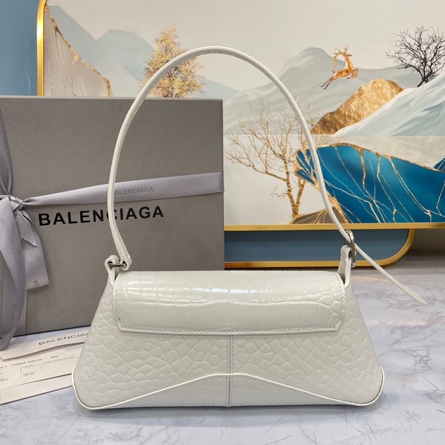 Balenciaga LINDSAY CROCODILE EMBOSSED SMALL SHOULDER BAG WITH STRAP 6009 white