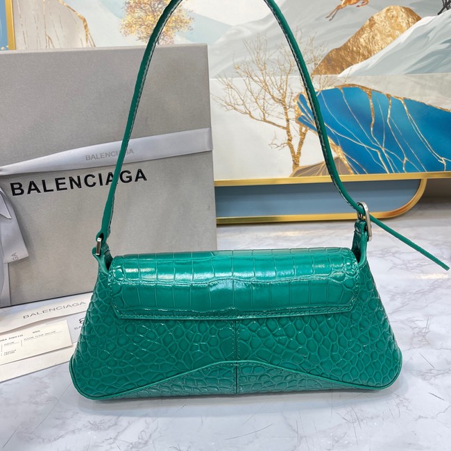 Balenciaga LINDSAY CROCODILE EMBOSSED SMALL SHOULDER BAG WITH STRAP 6009 green