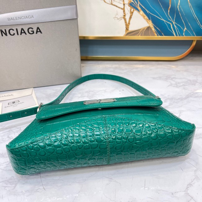 Balenciaga LINDSAY CROCODILE EMBOSSED SMALL SHOULDER BAG WITH STRAP 6009 green
