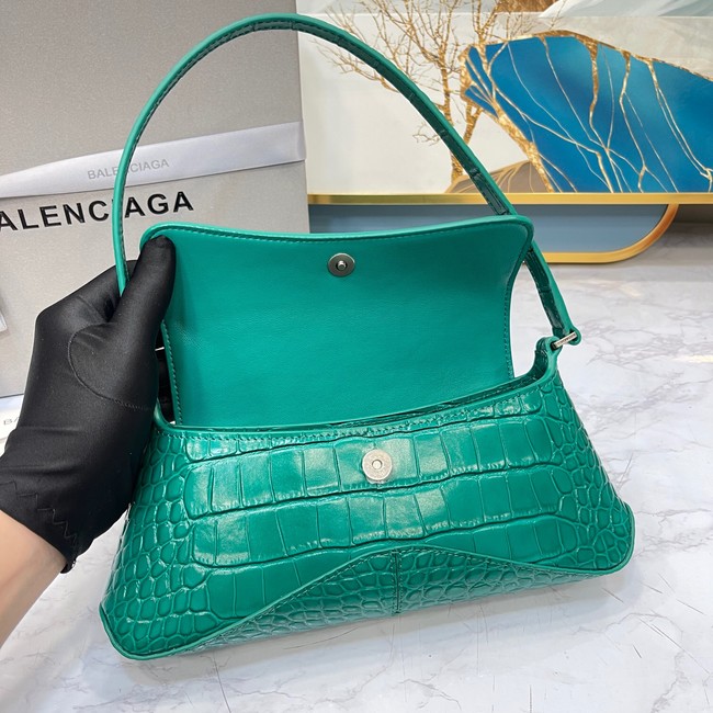 Balenciaga LINDSAY CROCODILE EMBOSSED SMALL SHOULDER BAG WITH STRAP 6009 green