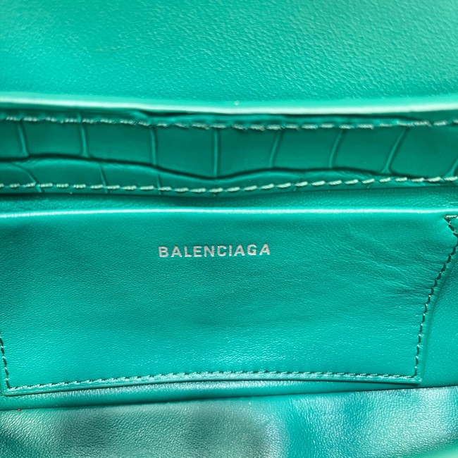 Balenciaga LINDSAY CROCODILE EMBOSSED SMALL SHOULDER BAG WITH STRAP 6009 green