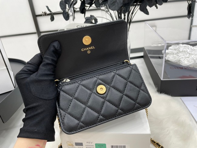 Chanel mini FLAP BAG Lambskin & Gold-Tone Metal A68098 black