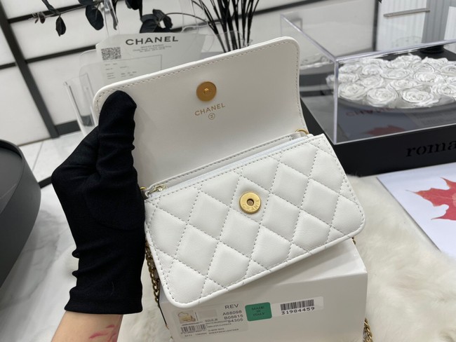 Chanel mini FLAP BAG Lambskin & Gold-Tone Metal A68098 white