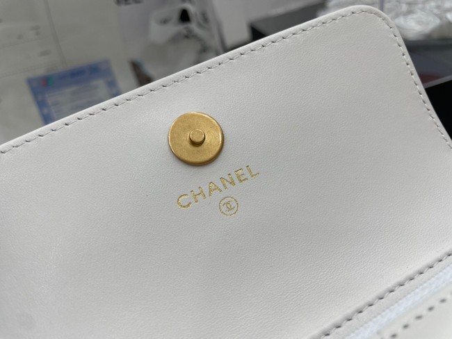 Chanel mini FLAP BAG Lambskin & Gold-Tone Metal A68098 white