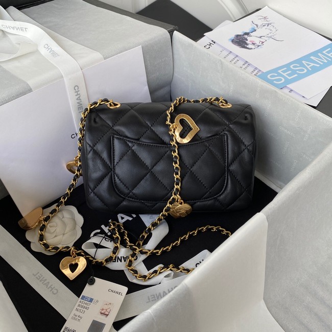 Chanel MINI FLAP BAG Lambskin & Gold-Tone Metal AS3457 black
