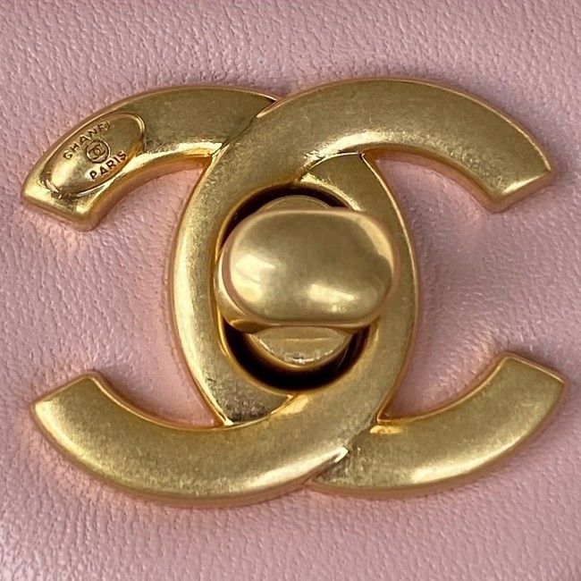 Chanel MINI FLAP BAG Lambskin & Gold-Tone Metal AS3457 pink