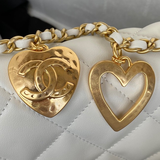 Chanel MINI FLAP BAG Lambskin & Gold-Tone Metal AS3457 white
