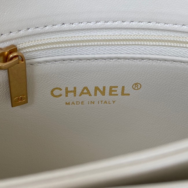 Chanel small FLAP BAG Lambskin & Gold-Tone Metal AS3386 white
