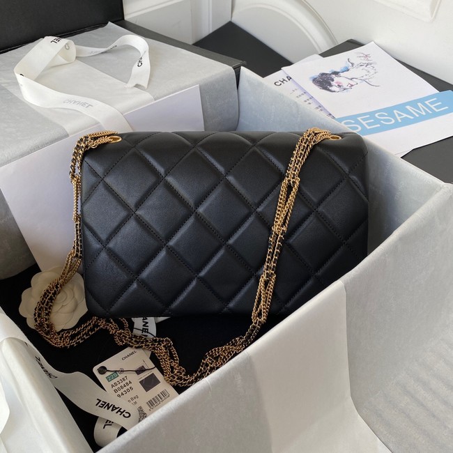 Chanel small FLAP BAG Lambskin & Gold-Tone Metal AS3387 black