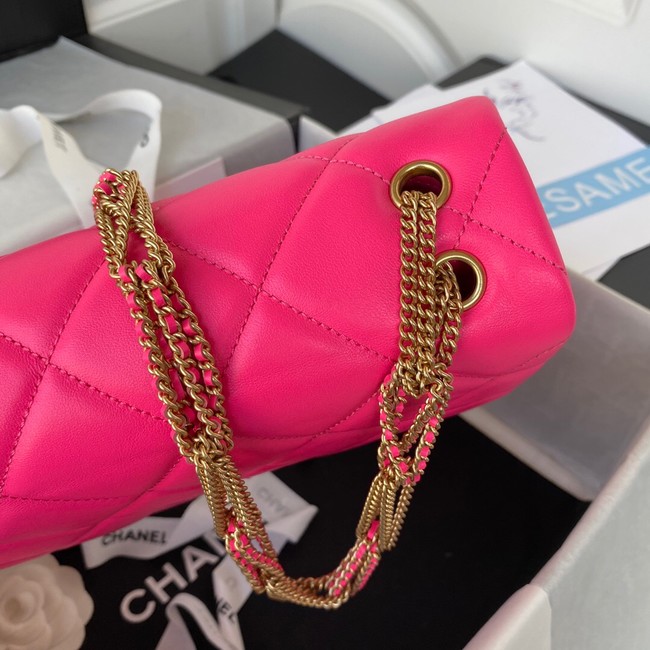 Chanel small FLAP BAG Lambskin & Gold-Tone Metal AS3387 pink