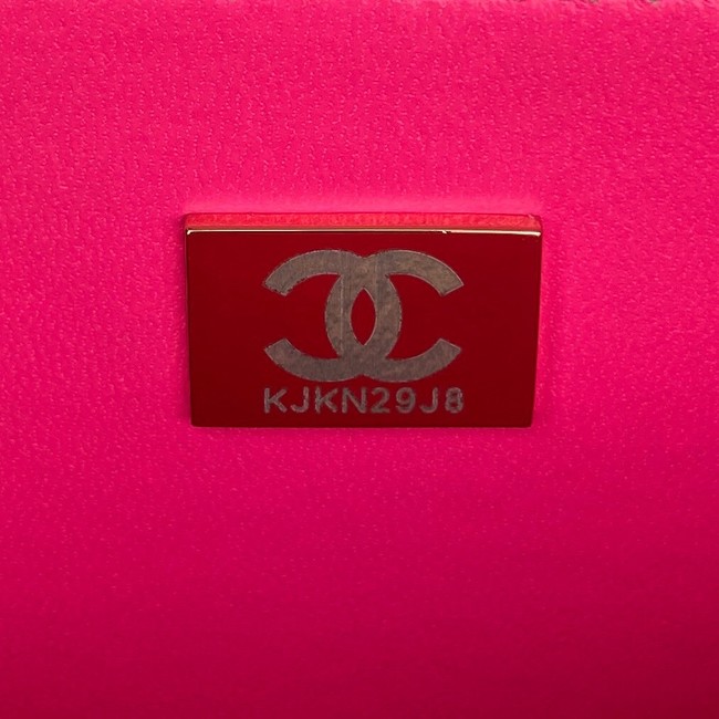 Chanel small FLAP BAG Lambskin & Gold-Tone Metal AS3387 pink