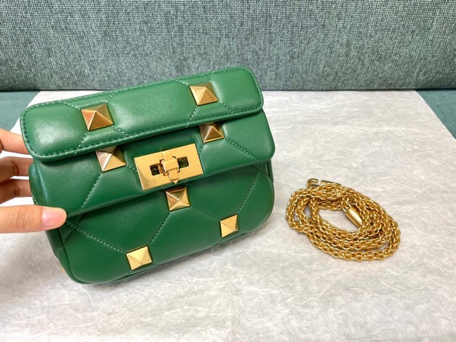 VALENTINO GARAVANI ROMAN STUD Small sheepskin bag 1W2B0L04 green