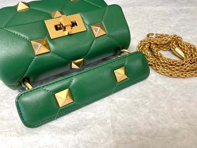 VALENTINO GARAVANI ROMAN STUD Small sheepskin bag 1W2B0L04 green