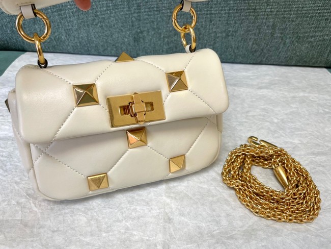 VALENTINO GARAVANI ROMAN STUD Small sheepskin bag 1W2B0L04 white