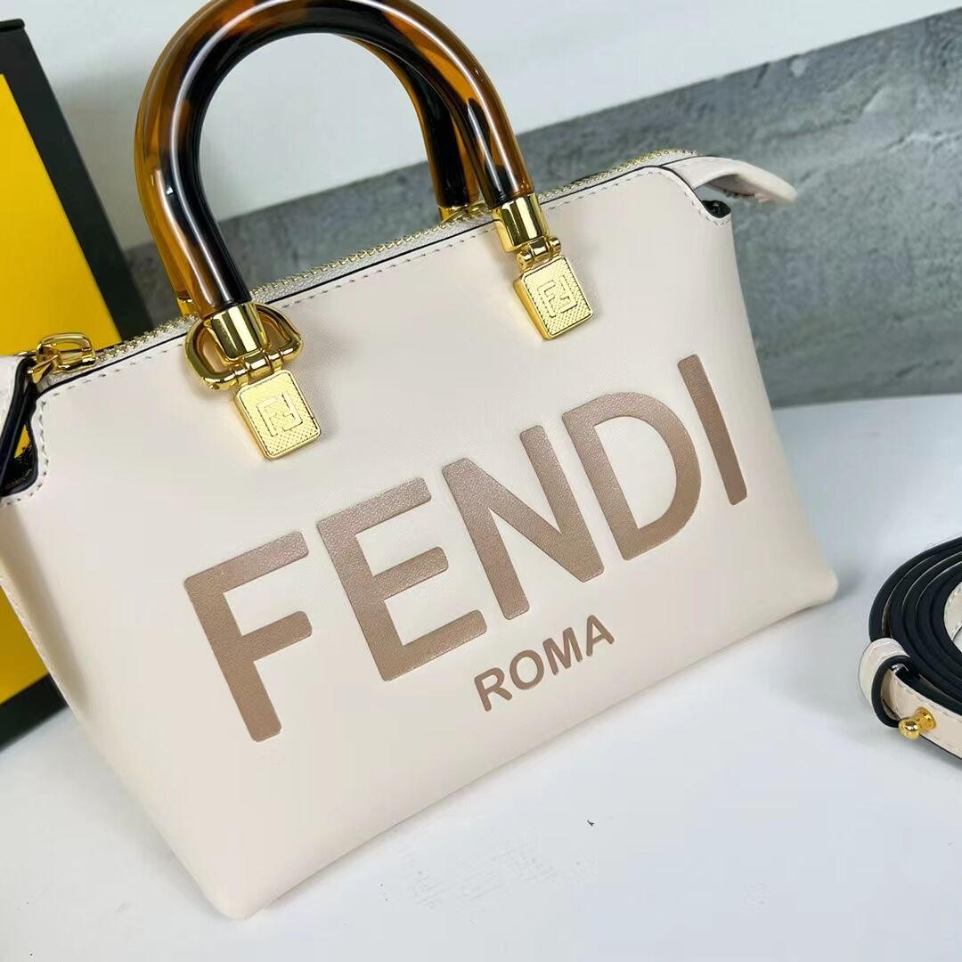 Fendi By The Way Mini Small leather Boston bag 8BS067A Cream