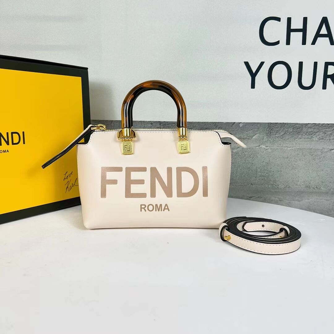 Fendi By The Way Mini Small leather Boston bag 8BS067A Cream