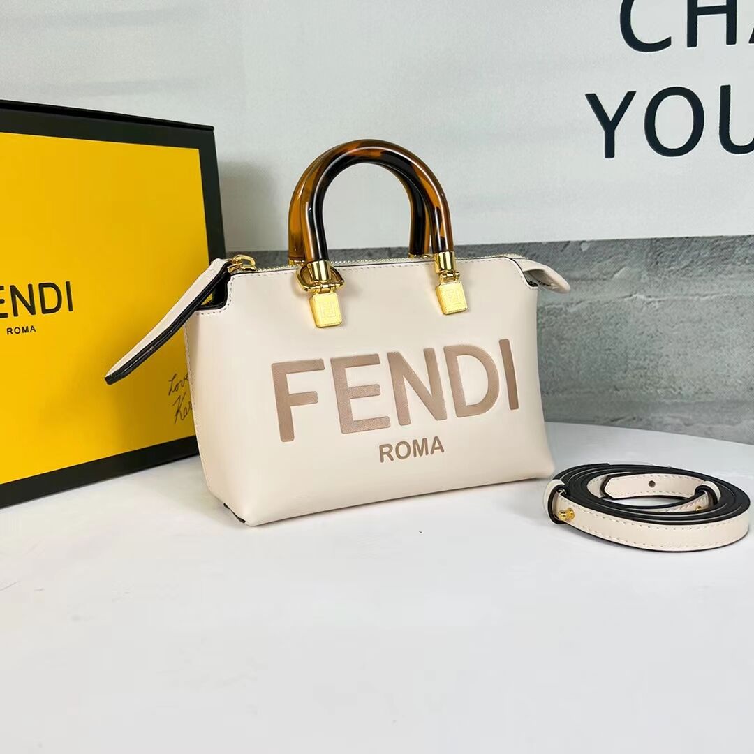 Fendi By The Way Mini Small leather Boston bag 8BS067A Cream