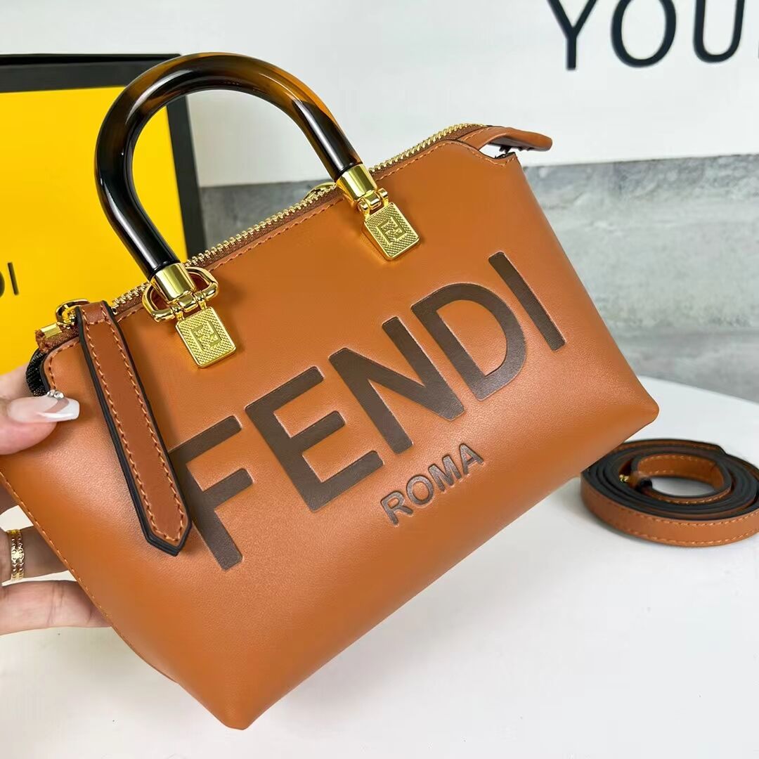 Fendi By The Way Mini Small leather Boston bag 8BS067A brown