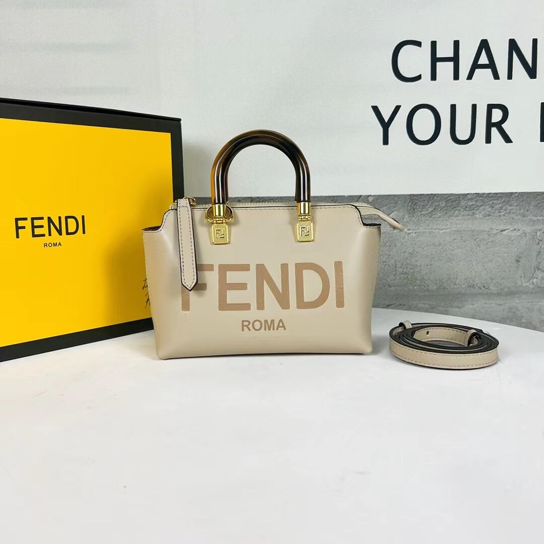 Fendi By The Way Mini Small leather Boston bag 8BS067A dove gray