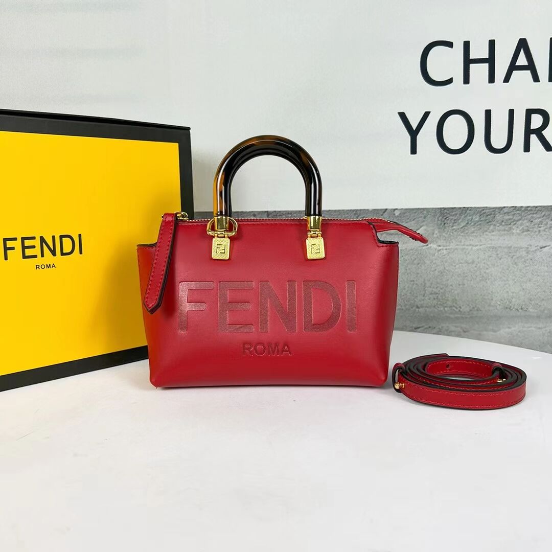 Fendi By The Way Mini Small leather Boston bag 8BS067A red