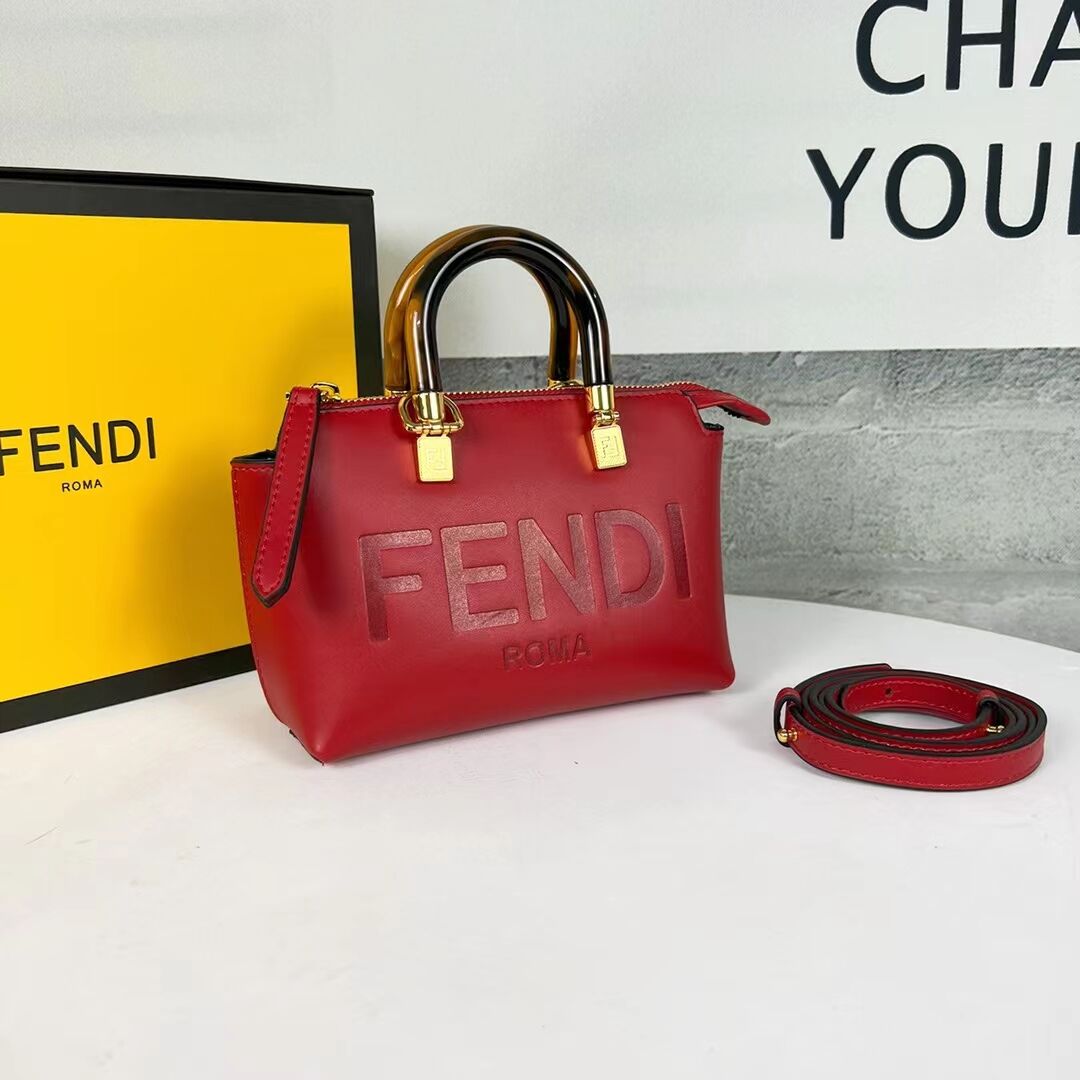 Fendi By The Way Mini Small leather Boston bag 8BS067A red