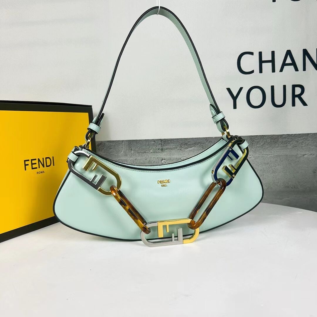 Fendi O Lock Swing Mint green leather pouch 8BS068A green