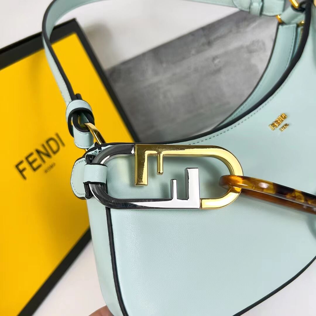 Fendi O Lock Swing Mint green leather pouch 8BS068A green