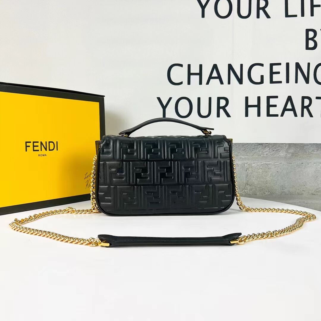 Fendi Baguette nappa leather bag F0881 Black