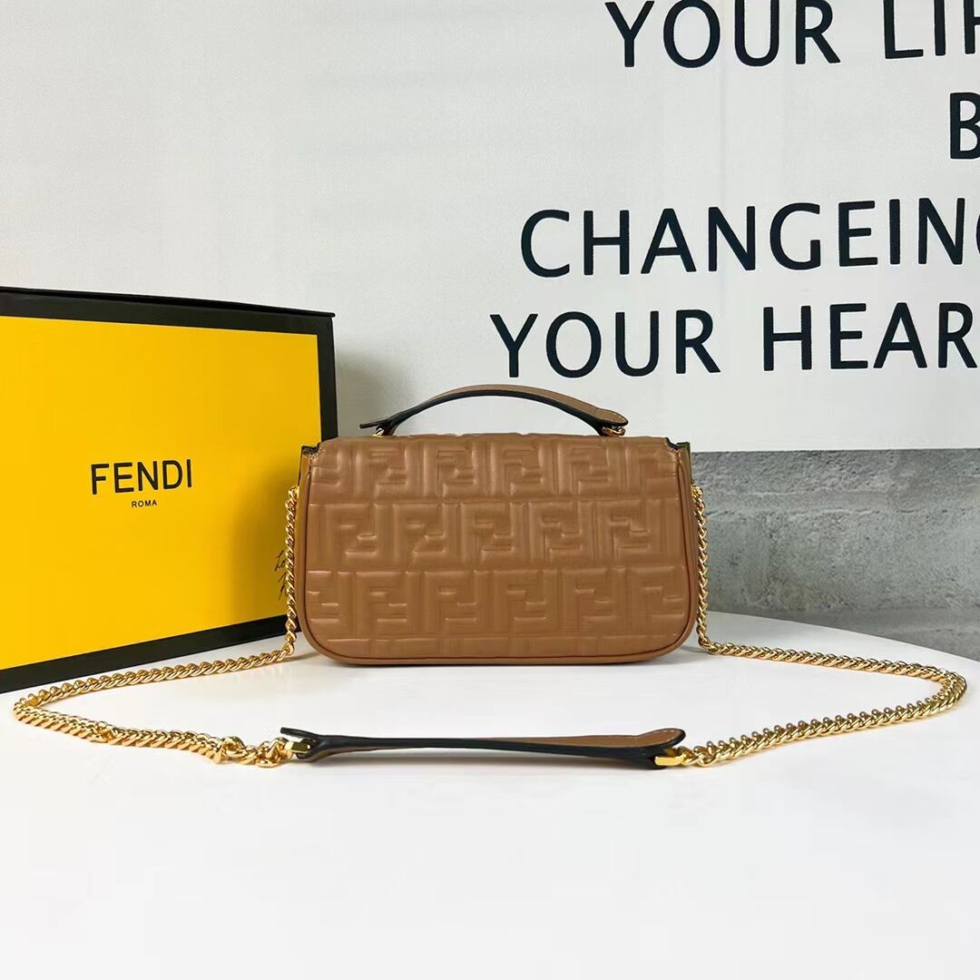 Fendi Baguette nappa leather bag F0881 brown