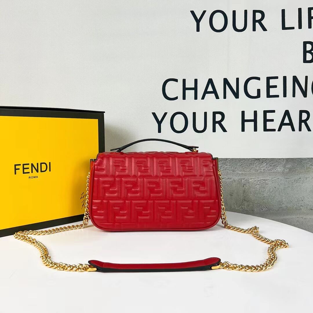 Fendi Baguette nappa leather bag F0881 red