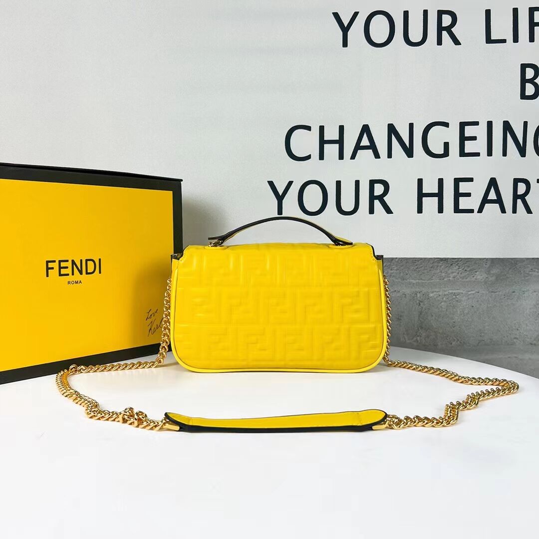 Fendi Baguette nappa leather bag F0881 yellow