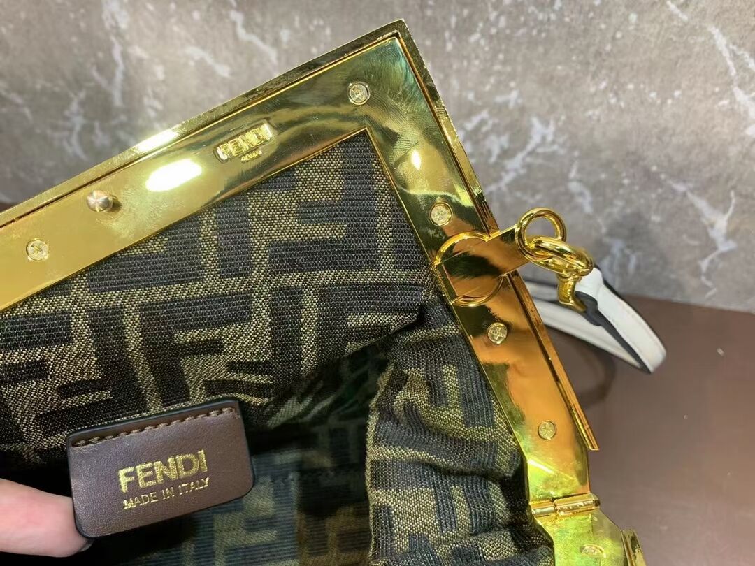 Fendi First Small Mint green leather interlace bag 8BP129A green