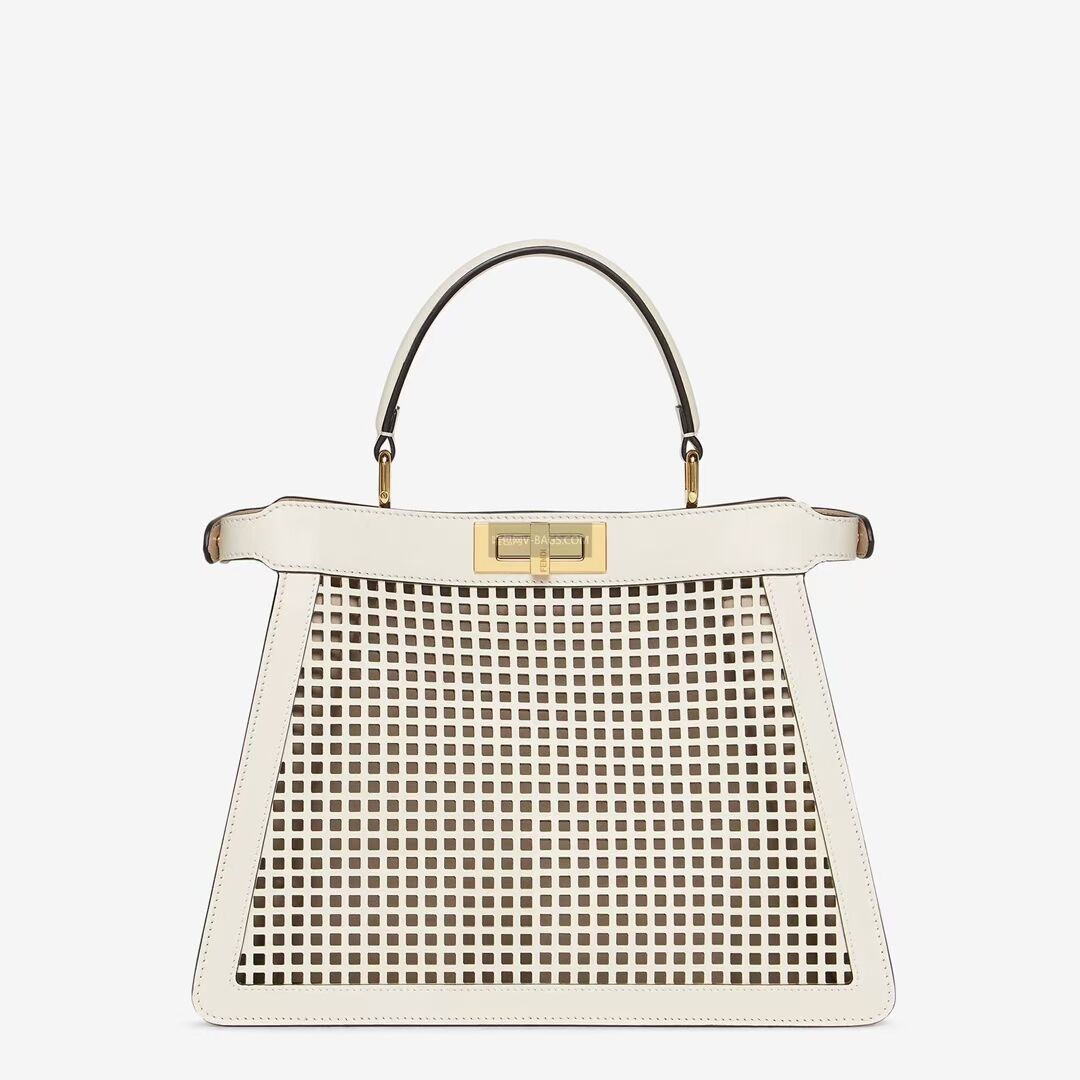 Fendi Peekaboo ISeeU perforated leather bag F1658 white