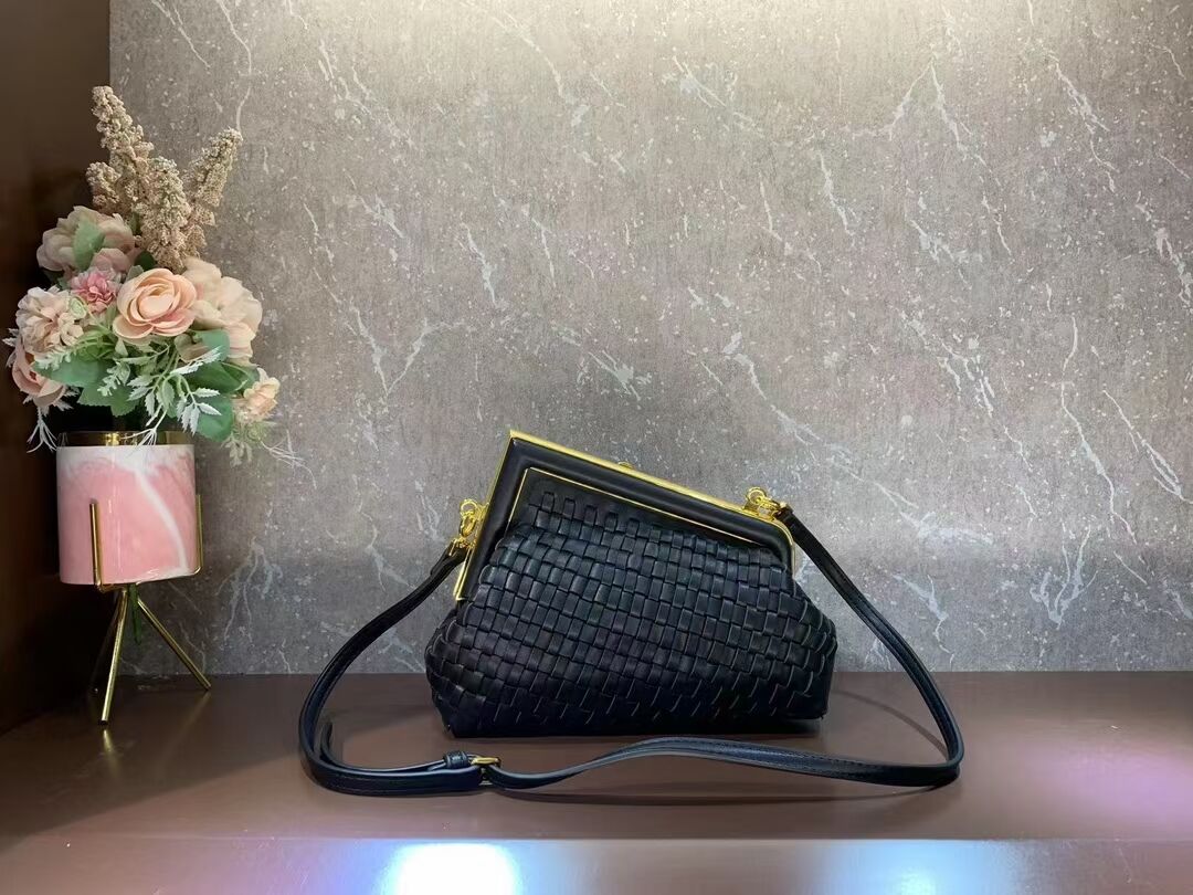 Fendi First Small leather interlace bag 8BP129A black
