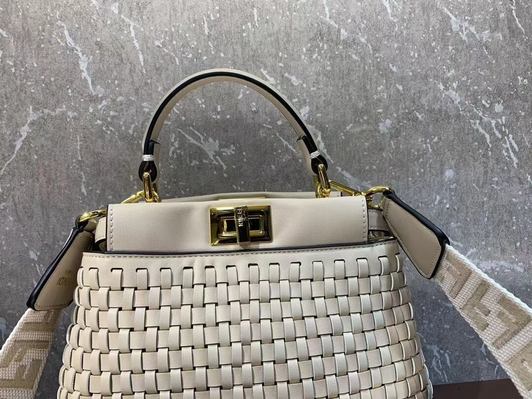 Fendi Peekaboo Mini braided leather bag 8BN244A Beige