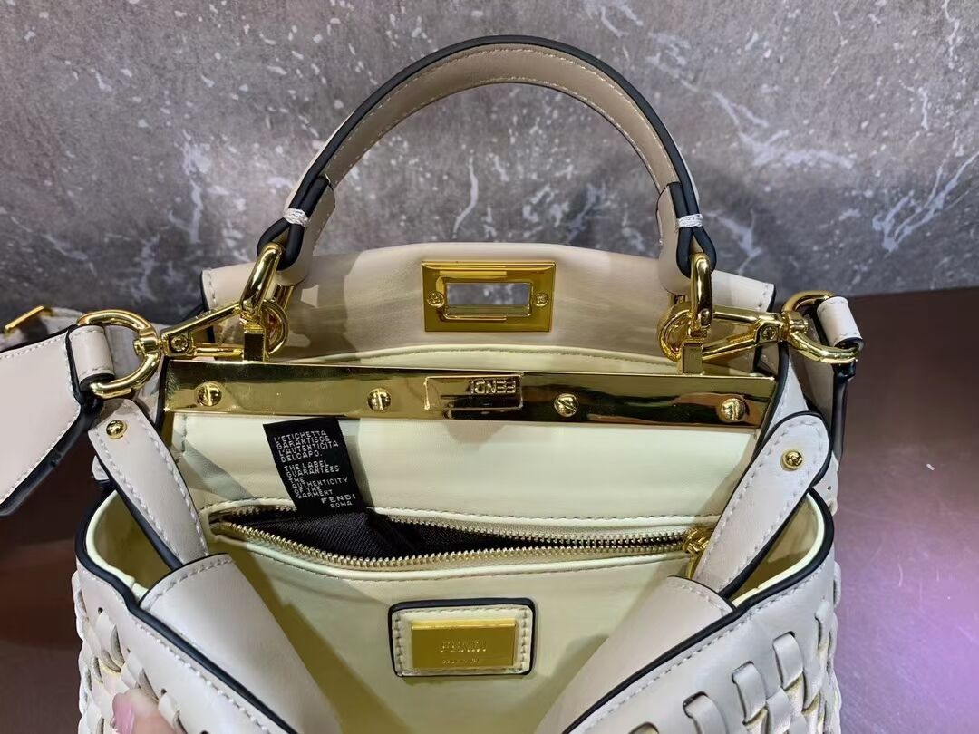 Fendi Peekaboo Mini braided leather bag 8BN244A Beige