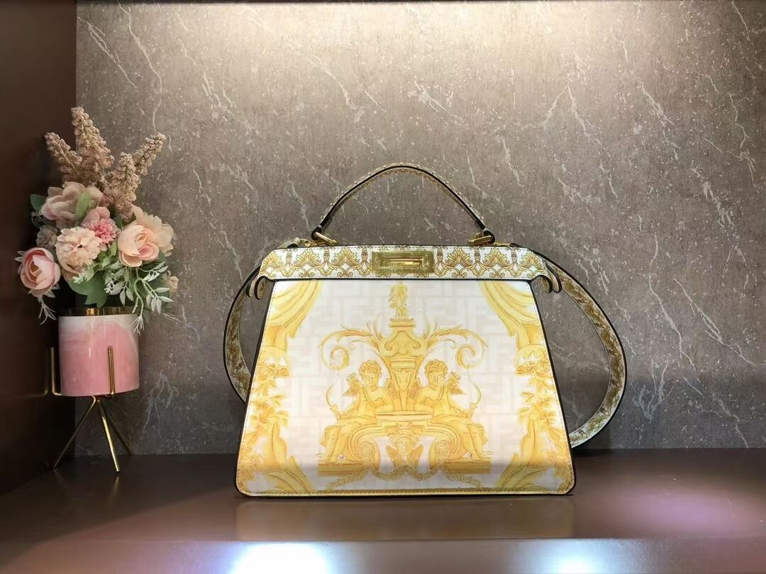 Fendi Peekaboo printed silk bag bag F1951 Beige