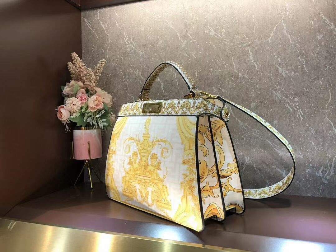 Fendi Peekaboo printed silk bag bag F1951 Beige