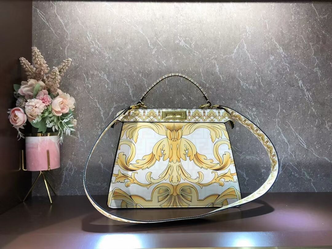 Fendi Peekaboo printed silk bag bag F1951 Beige