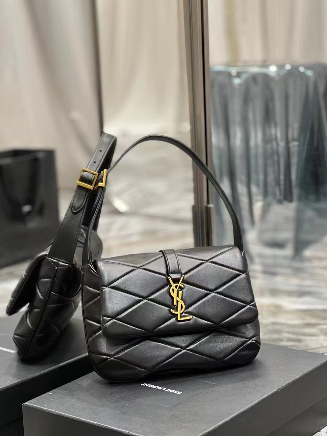 SAINT LAURENT LE 57 HOBO BAG IN QUILTED LAMBSKIN 698567 black