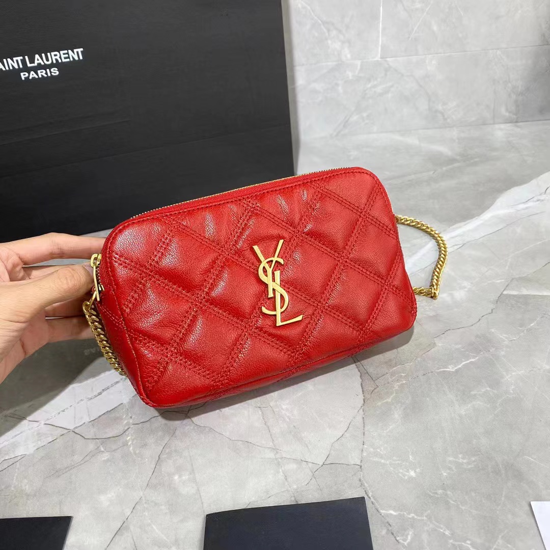 SAINT LAURENT MONOGRAM CHAIN WALLET IN LEATHER 655941 red