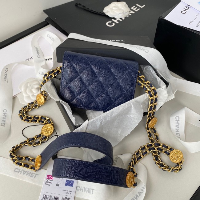CHANEL CLUTCH WITH CHAIN AP2857 Navy Blue