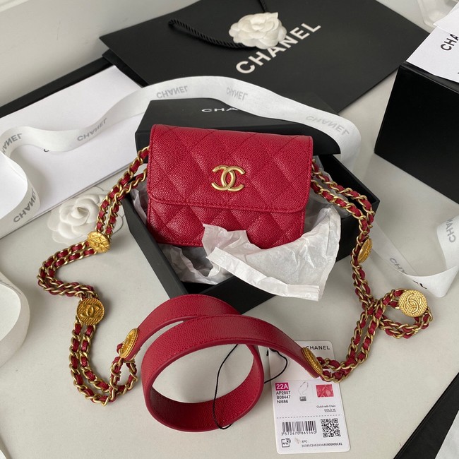 CHANEL CLUTCH WITH CHAIN AP2857 dark red