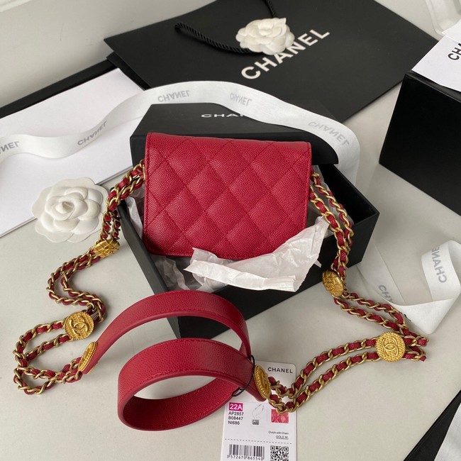 CHANEL CLUTCH WITH CHAIN AP2857 dark red