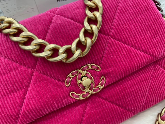 CHANEL 19 HANDBAG Corduroy AS1160&AS1161 Fuchsia