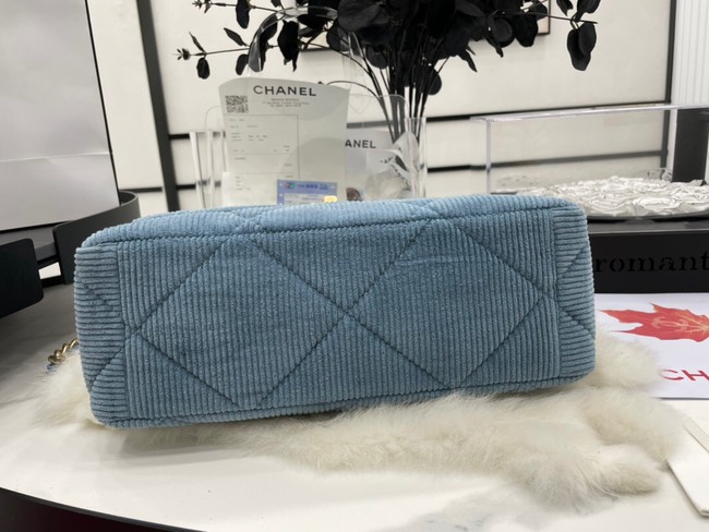 CHANEL 19 HANDBAG Corduroy AS1160&AS1161 Light Blue