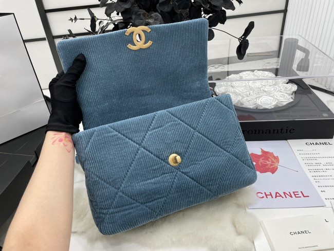 CHANEL 19 HANDBAG Corduroy AS1160&AS1161 Light Blue