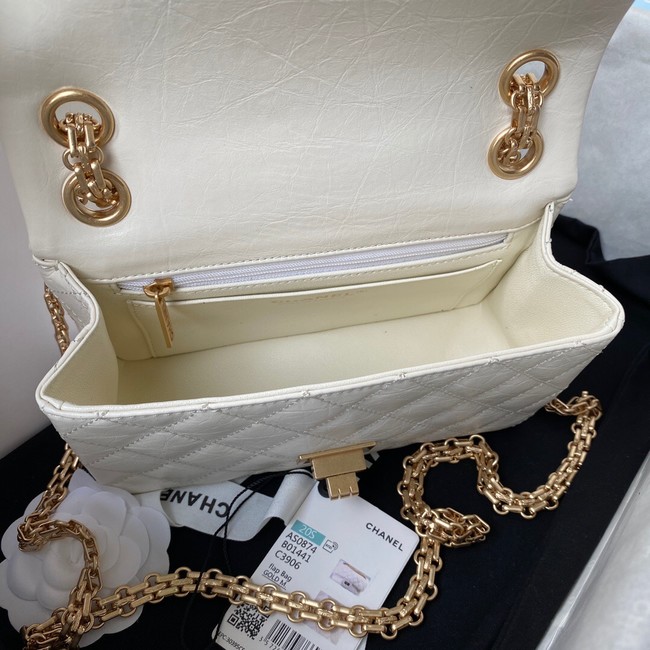 CHANEL CLASSIC WALLET ON CHAIN Calfskin & Gold-Tone Metal AS224 WHITE